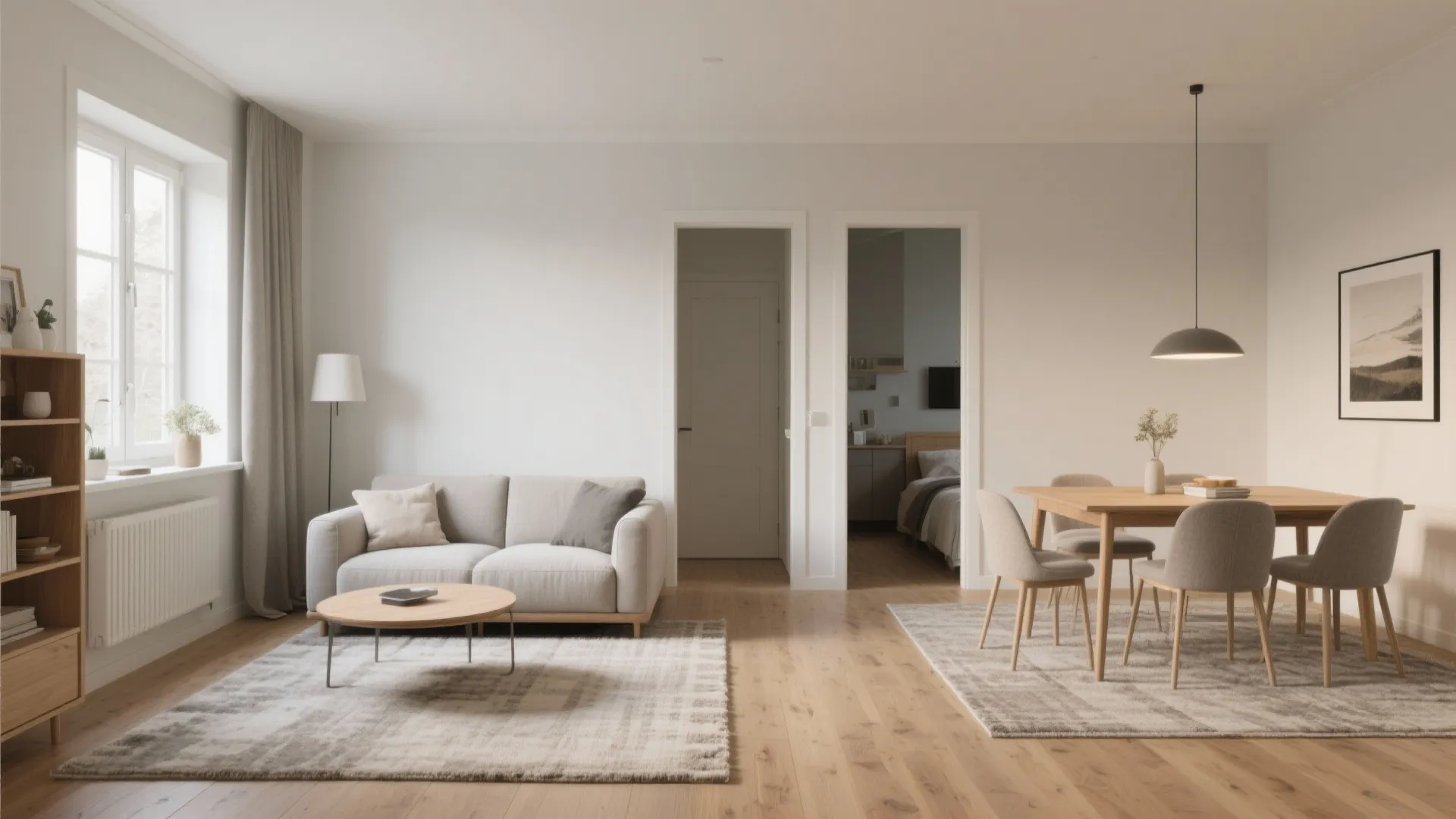 1. Minimalist Zoning with Rugs