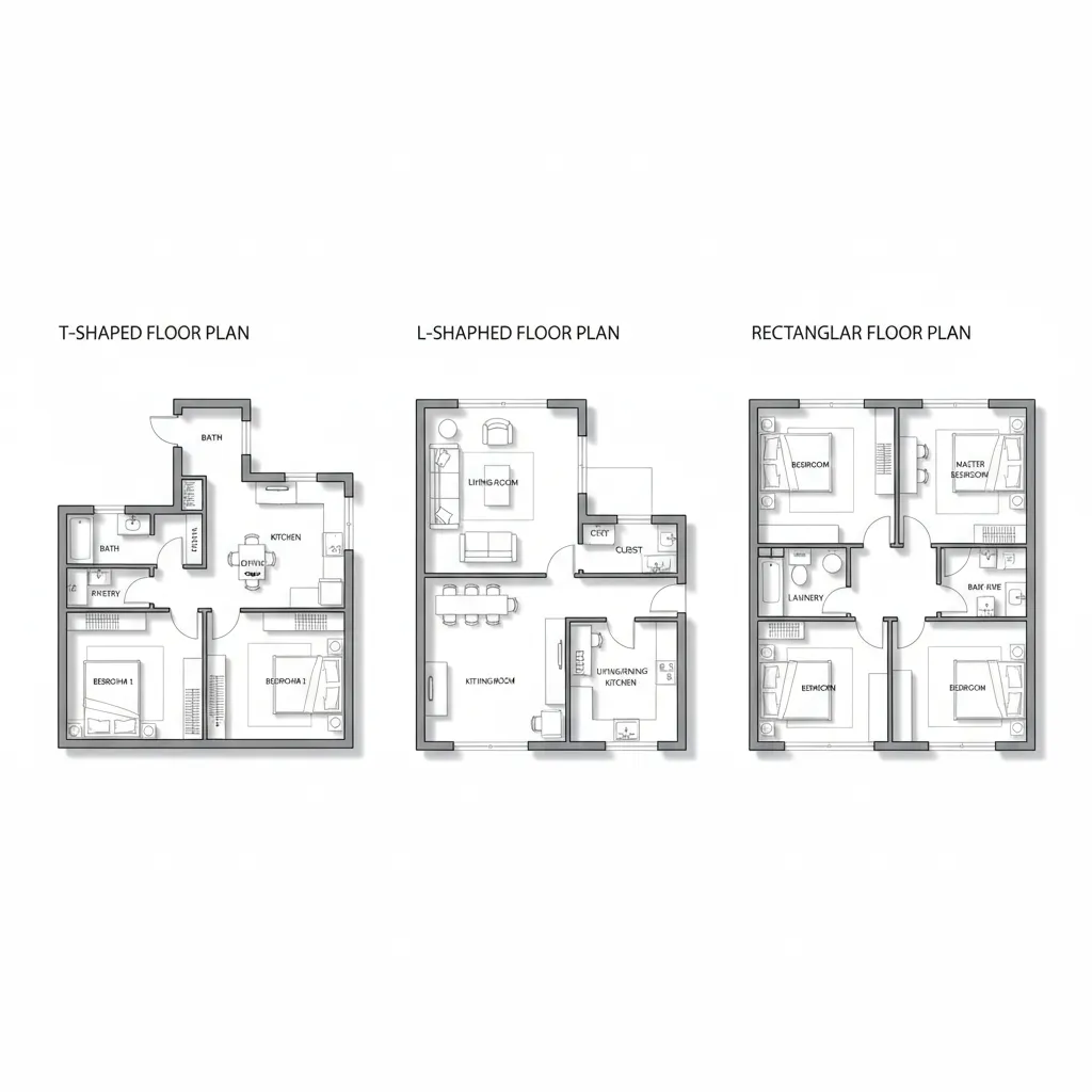 T Shaped vs L Shaped vs Rectangular Floor Plans for 1000 Sq Ft Homes