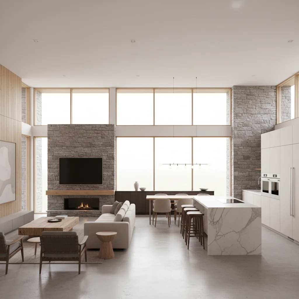 interior of a 1000 sq ft small house showing spacious living area