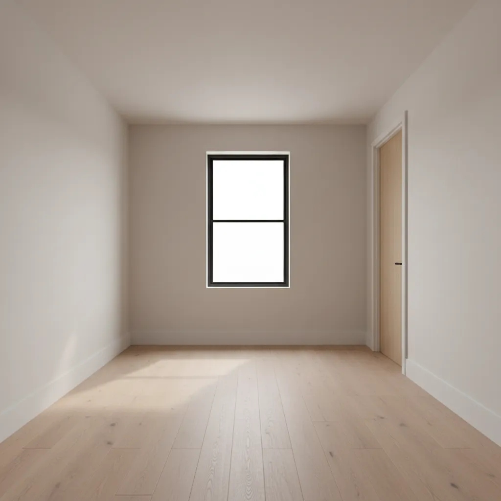 empty 10 x 12 bedroom showing room dimensions and window placement