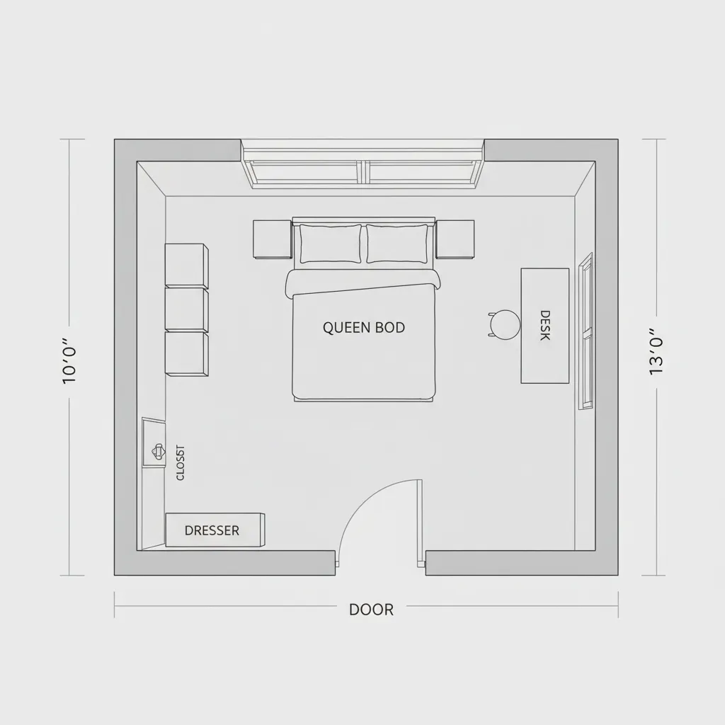 digital floor planning visualization for a 10x13 room layout