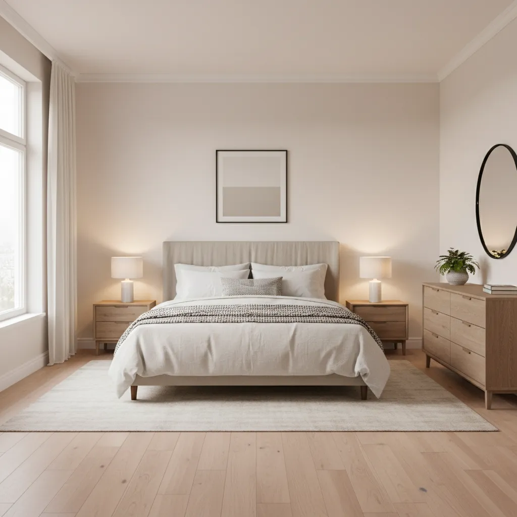 Example of a balanced 10x13 bedroom furniture layout