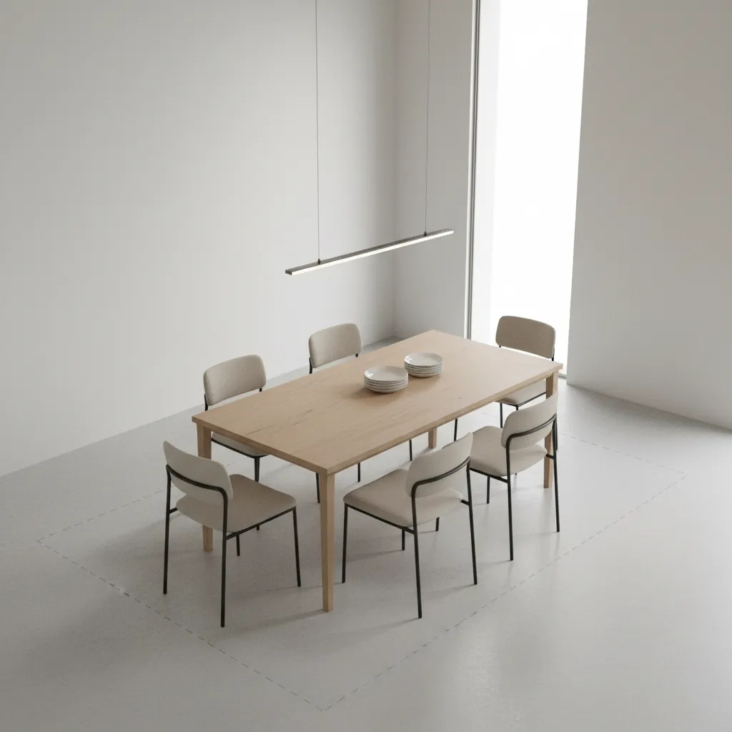 Dining table size layout demonstration in a 10x14 dining room
