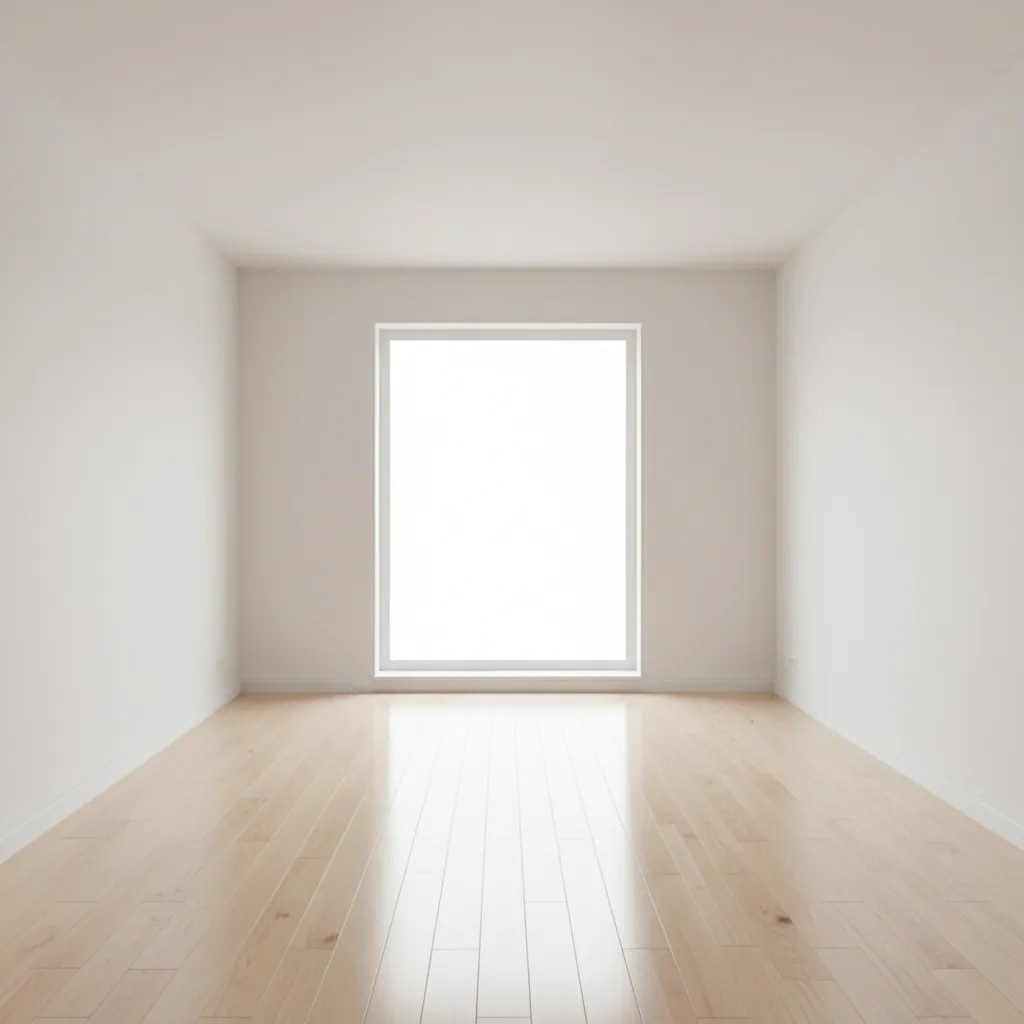 empty rectangular 11x18 living room showing proportions and window placement