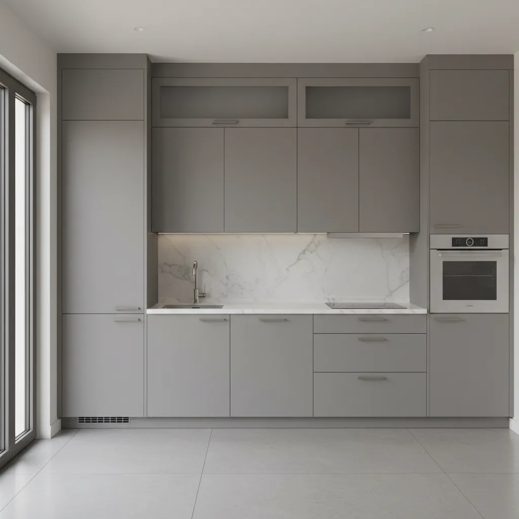 12 foot kitchen layout with extended cabinets and pantry storage