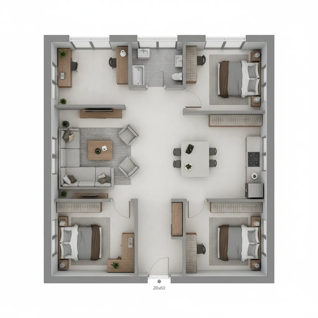 How to Choose the Right 1200 Sq Ft Floor Plan for a 20x60 Plot