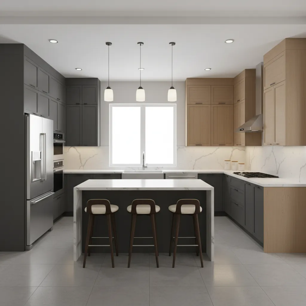 Modern 12x12 kitchen interior demonstrating compact layout planning