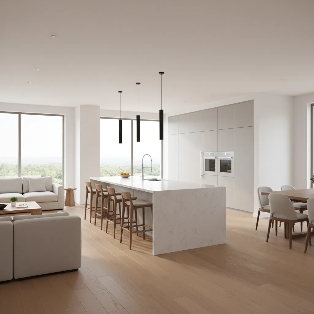 12x20 kitchen island layout with seating and clear walkways
