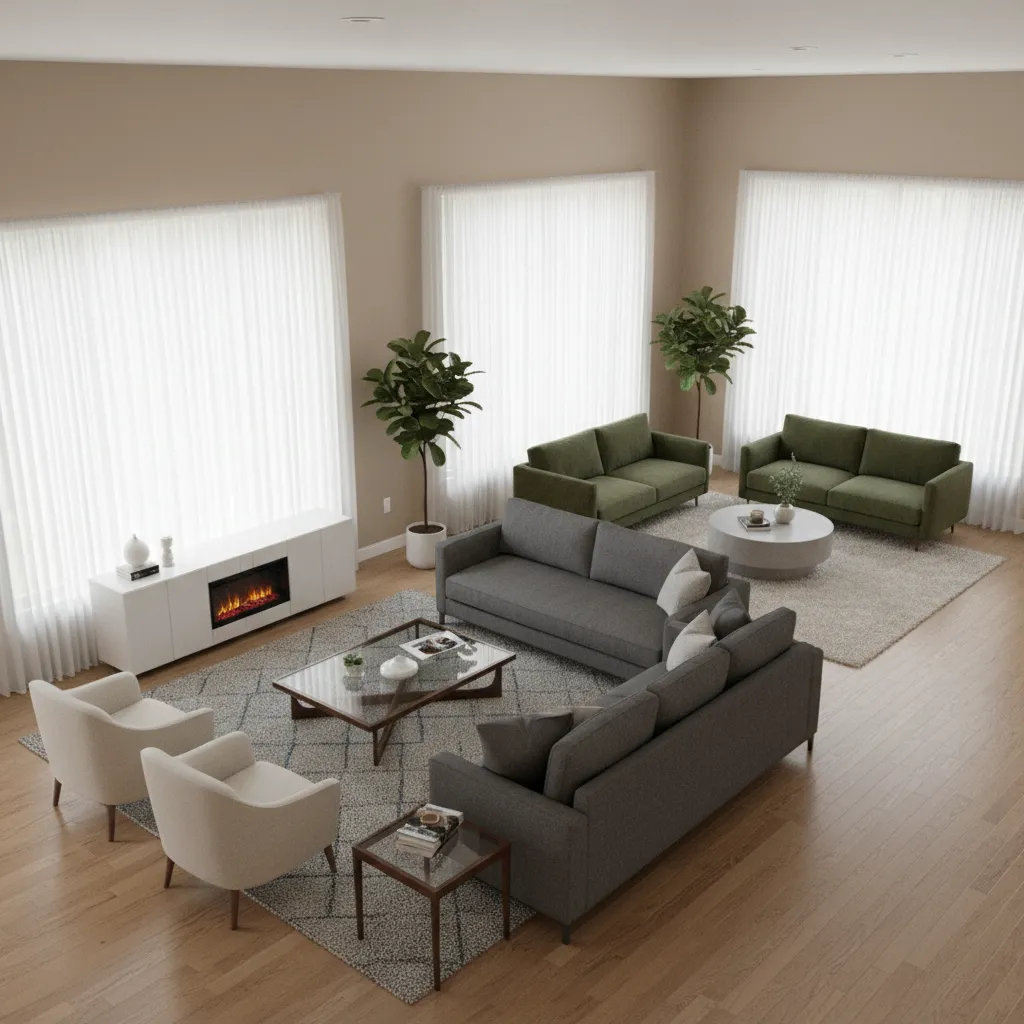 Example furniture layout for a 12x24 living room