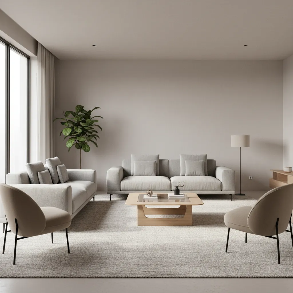 well balanced 13x16 living room layout with sofa and chairs arrangement