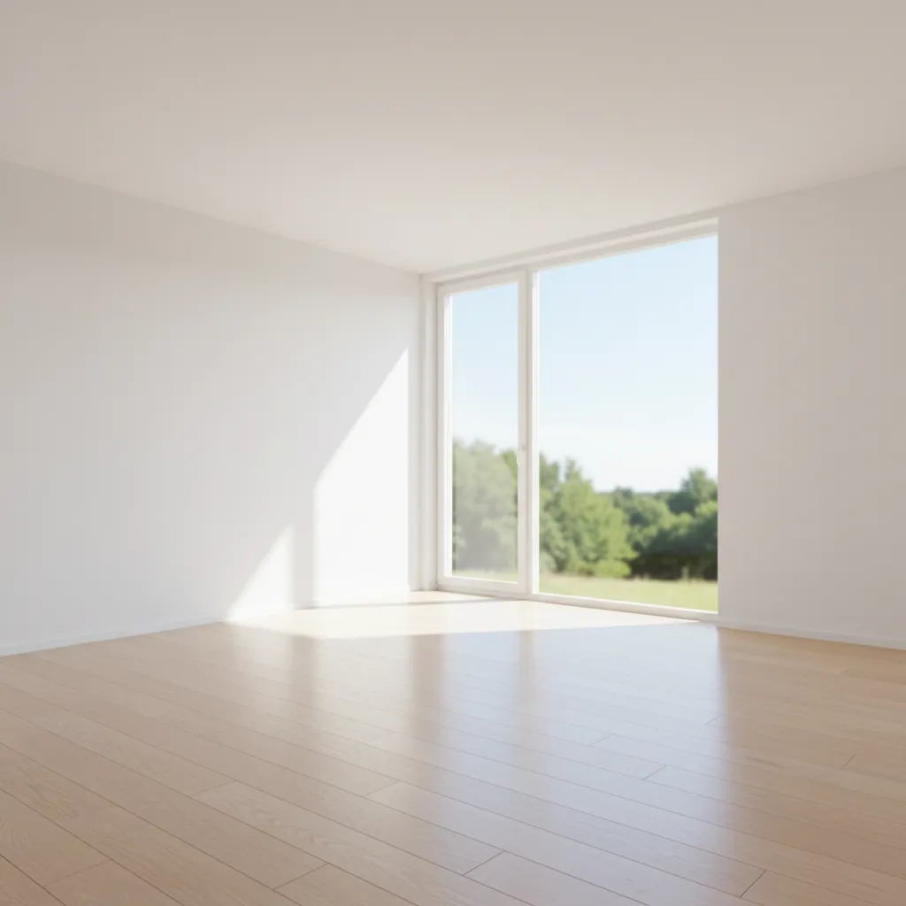 empty 14x20 rectangular living room showing spatial proportions