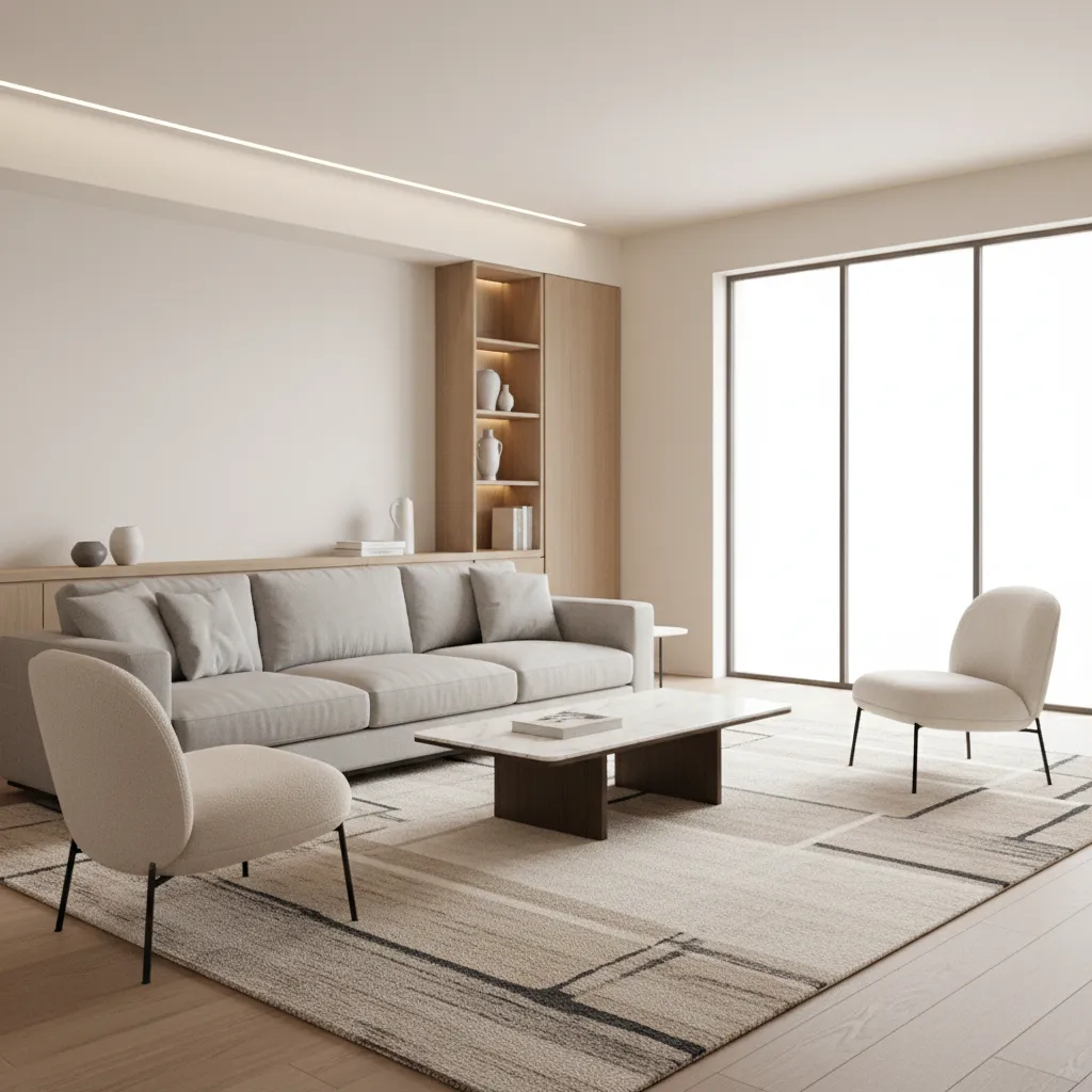 example of furniture arrangement in a 14x20 living room with clear circulation path