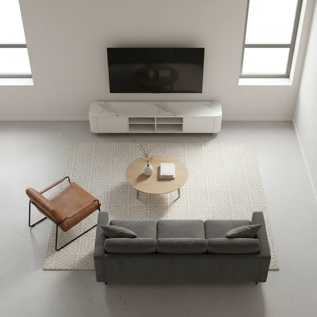 Furniture layout example for a 150 sq ft living room