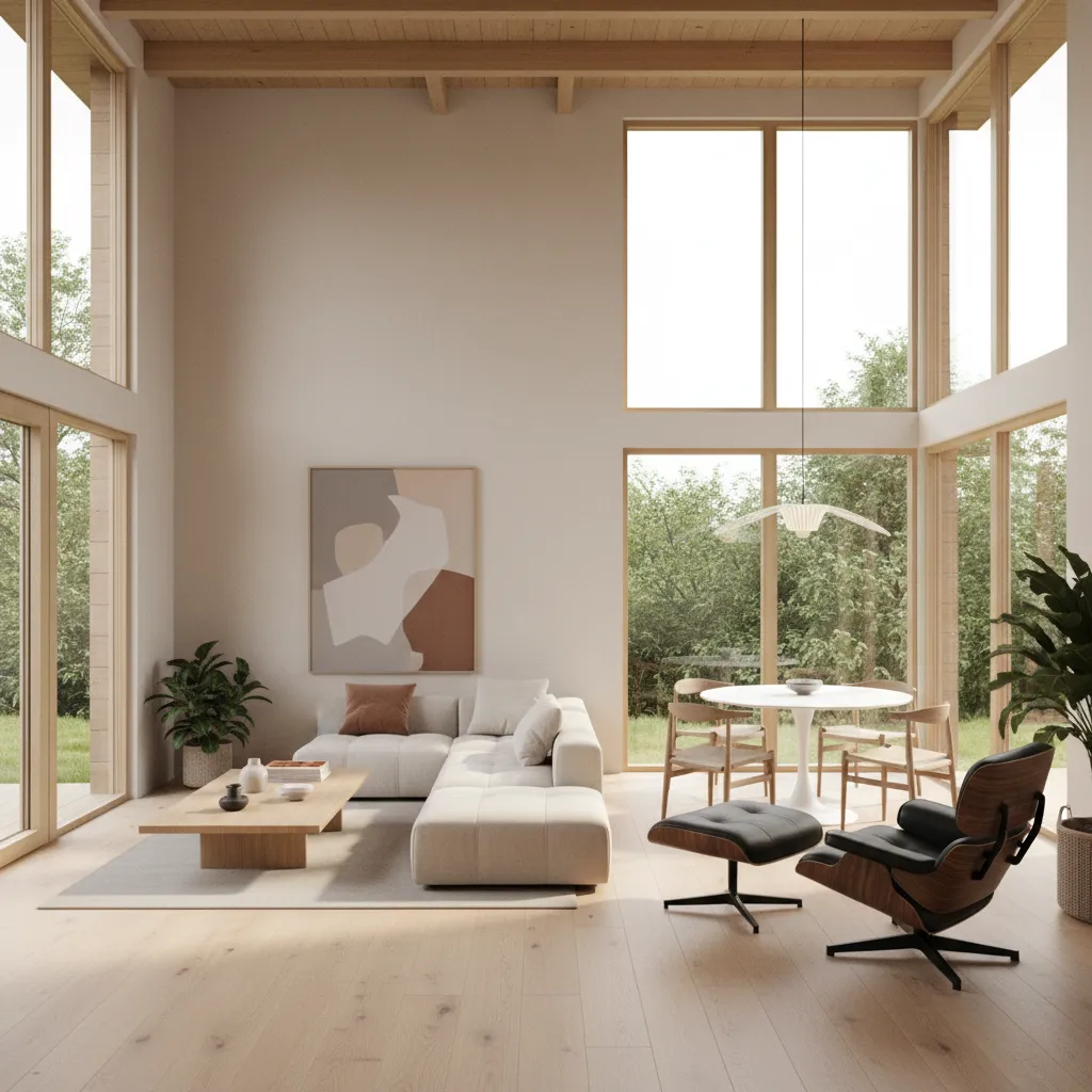 Interior design strategies making a 1500 sqft home feel larger with high ceilings and large windows