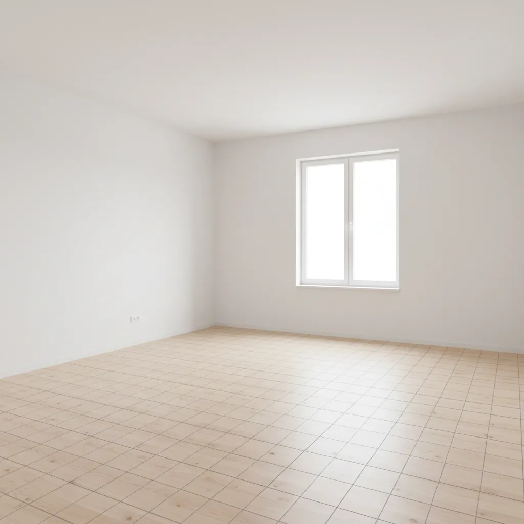 Empty 15x11 bedroom with layout grid showing planning concept