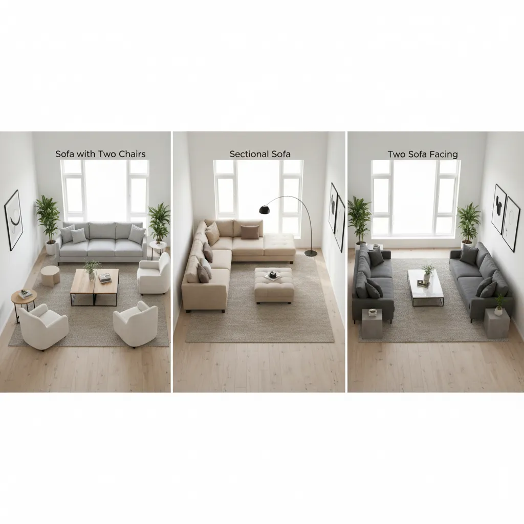 Best Furniture Layouts for a 15 x 15 Living Room Sofa Sectional or Two Sofa Setup