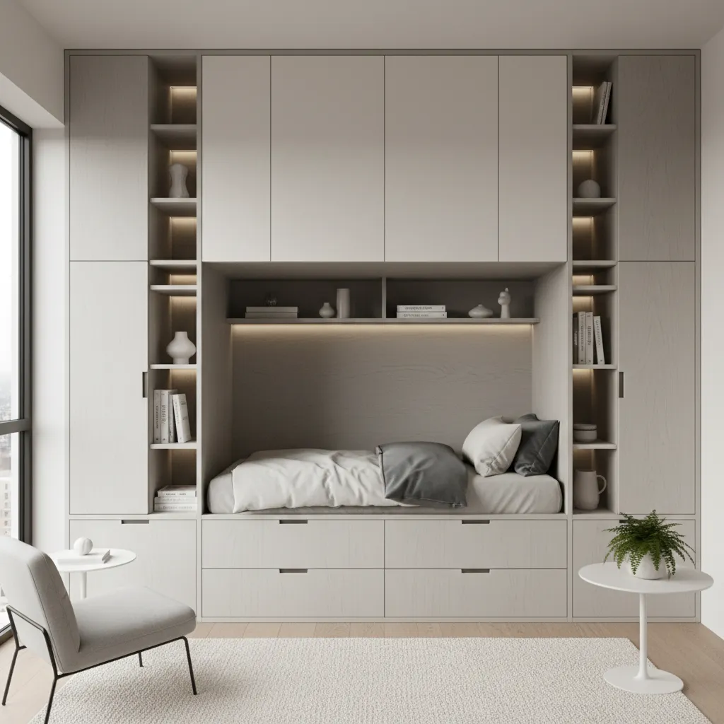 Built in storage solutions inside a small 16x40 home