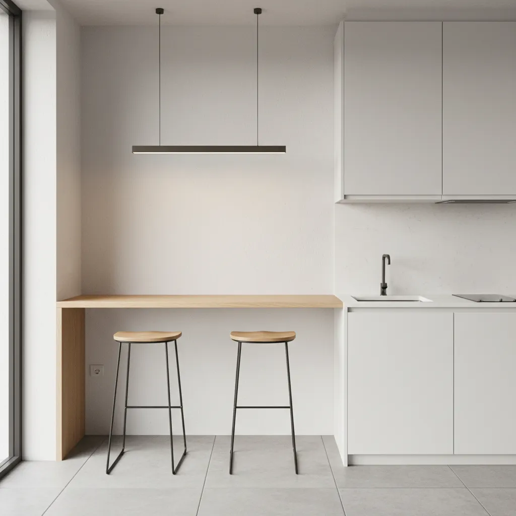 18 inch narrow dining table used as wall mounted breakfast bar
