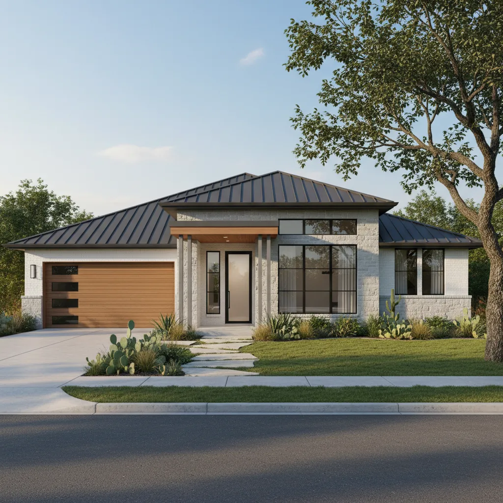 larger 1800 sq ft family home exterior in Texas suburb