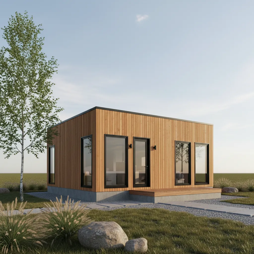 modern 18x30 tiny house exterior on rural land