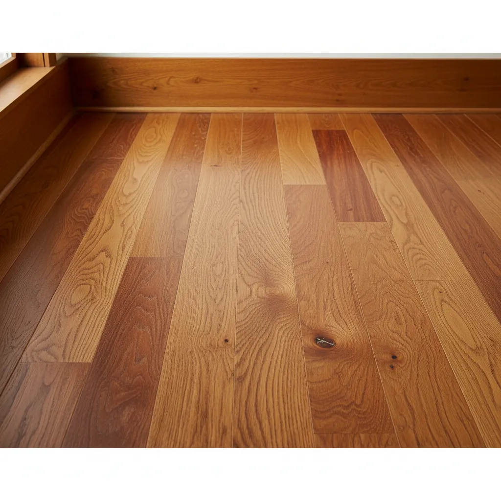 Close view of vintage oak and fir flooring used in 1920s cottages