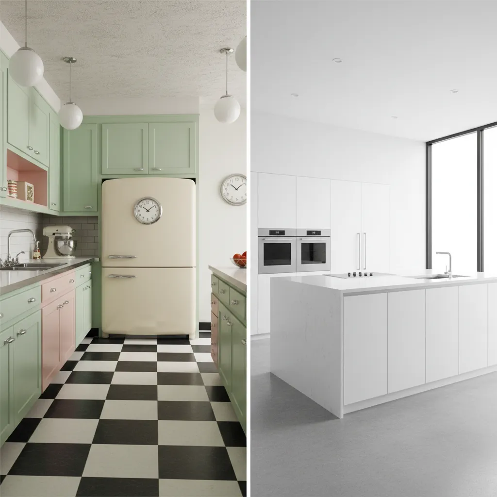 1950s Kitchen Remodel vs Modern Kitchen Renovation: Design differences, renovation costs, and lifestyle trade‑offs when deciding whether to preserve a 1950s kitchen or fully modernize it.