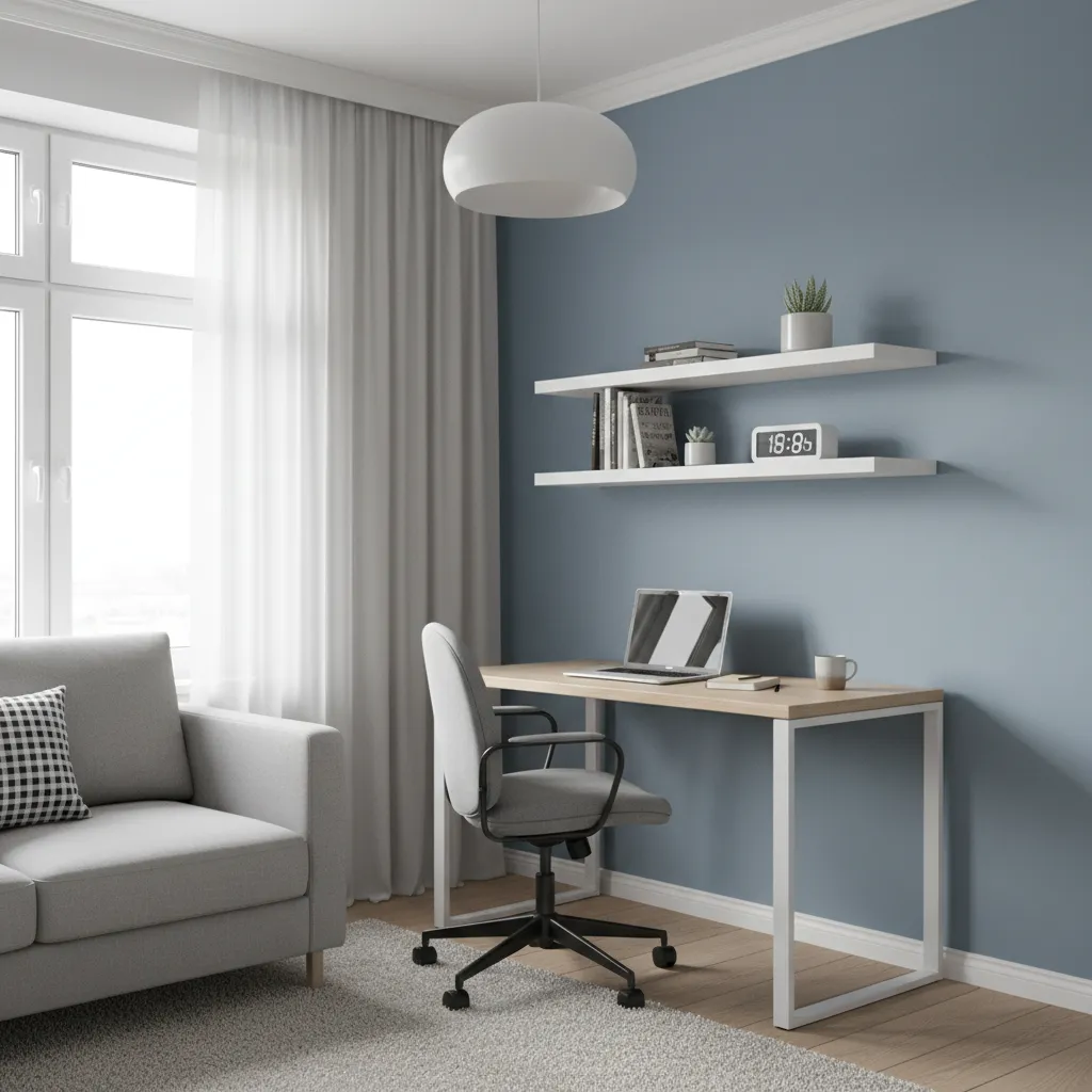 Small study nook workspace inside a 1 BHK living room