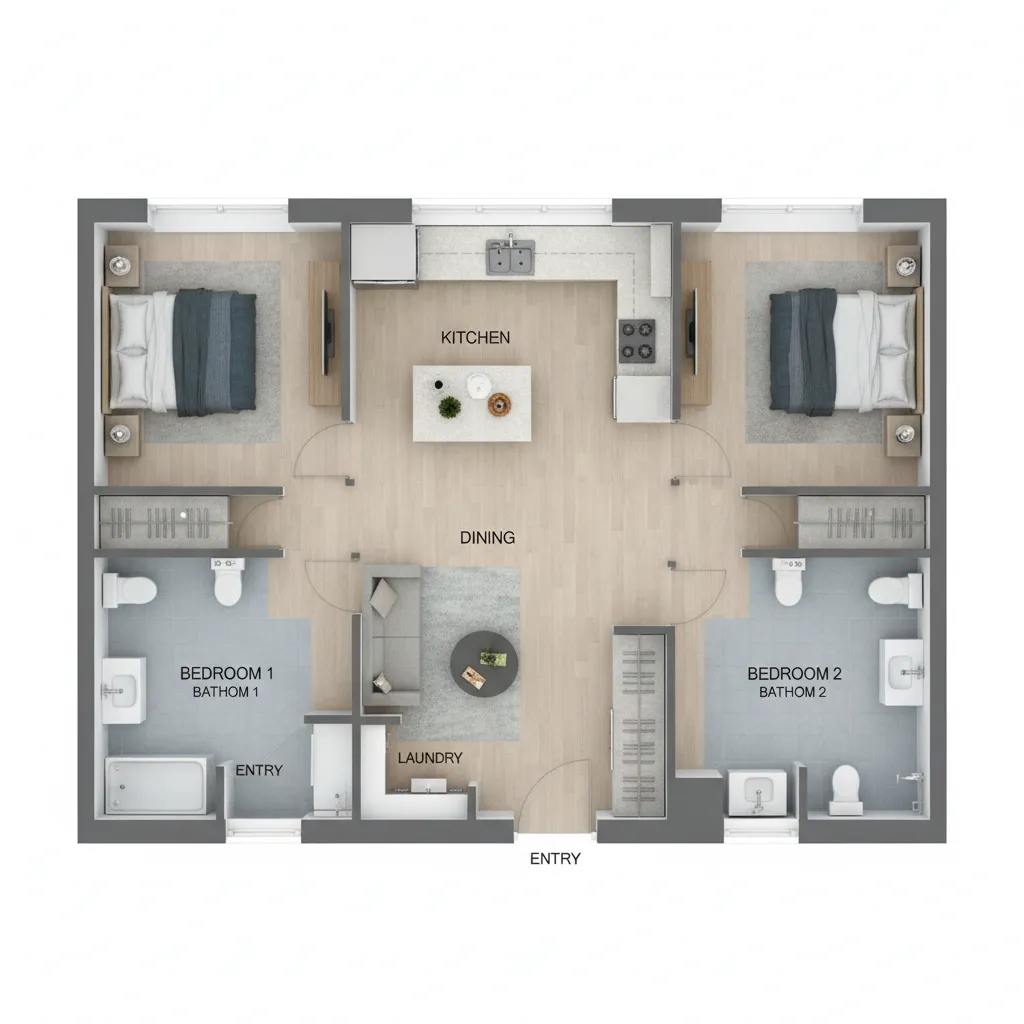 Common Design Mistakes in 2-Bedroom 2-Bath House Plans Under 1500 Sq Ft