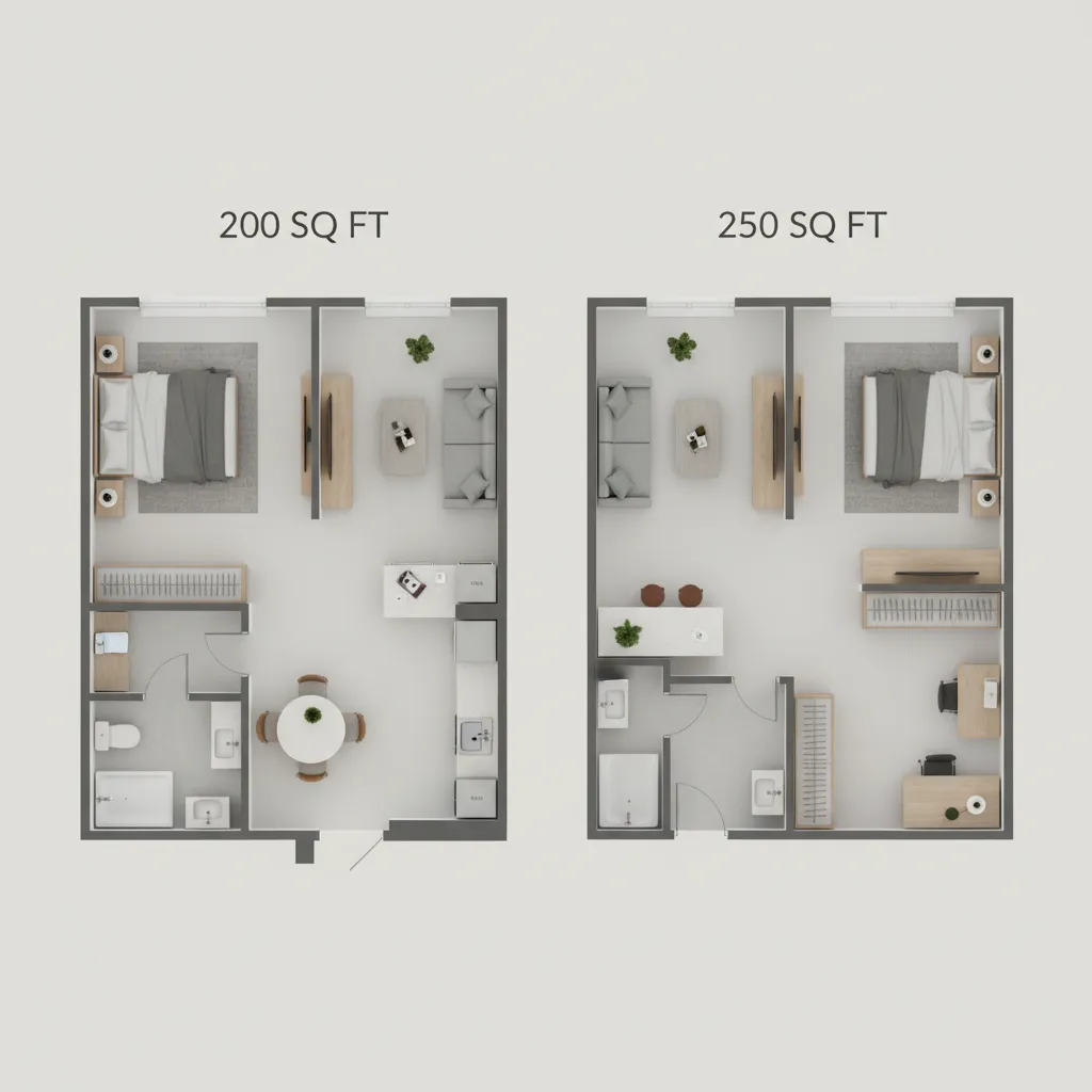 250 Sq Ft vs 200 Sq Ft: How Much Smaller Is It