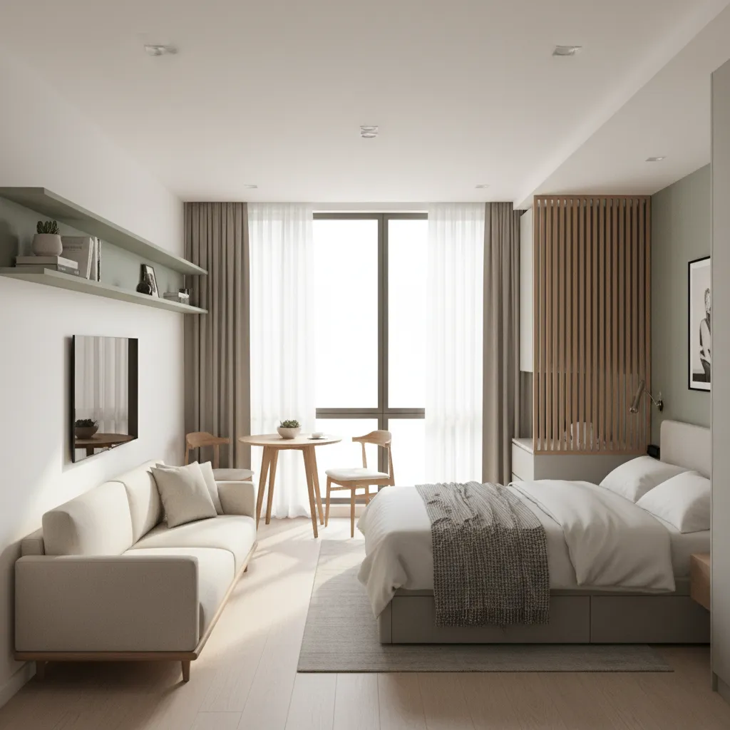 Ánh sáng tự nhiên trong phòng trọ 20m2 hiện đại