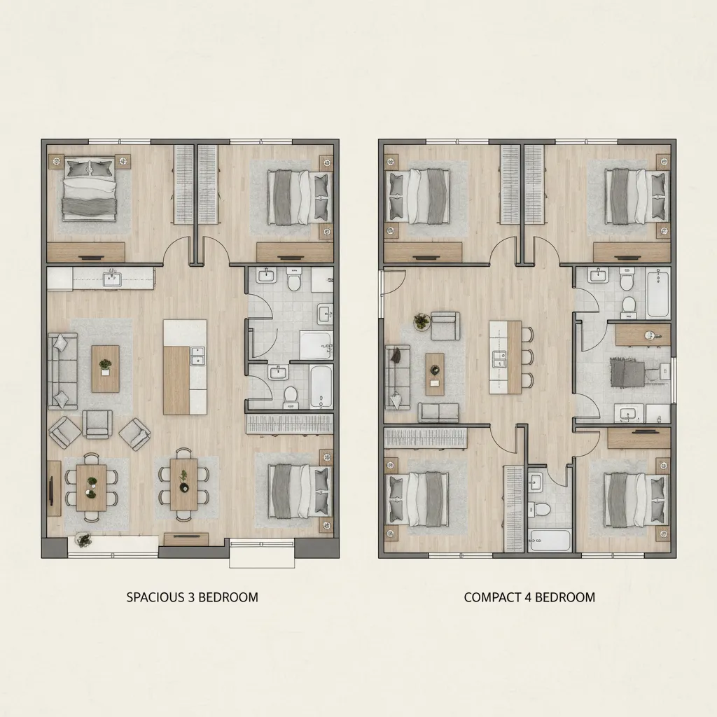 2150 Sq Ft House: 3 Bedroom vs 4 Bedroom Floor Plan Comparison