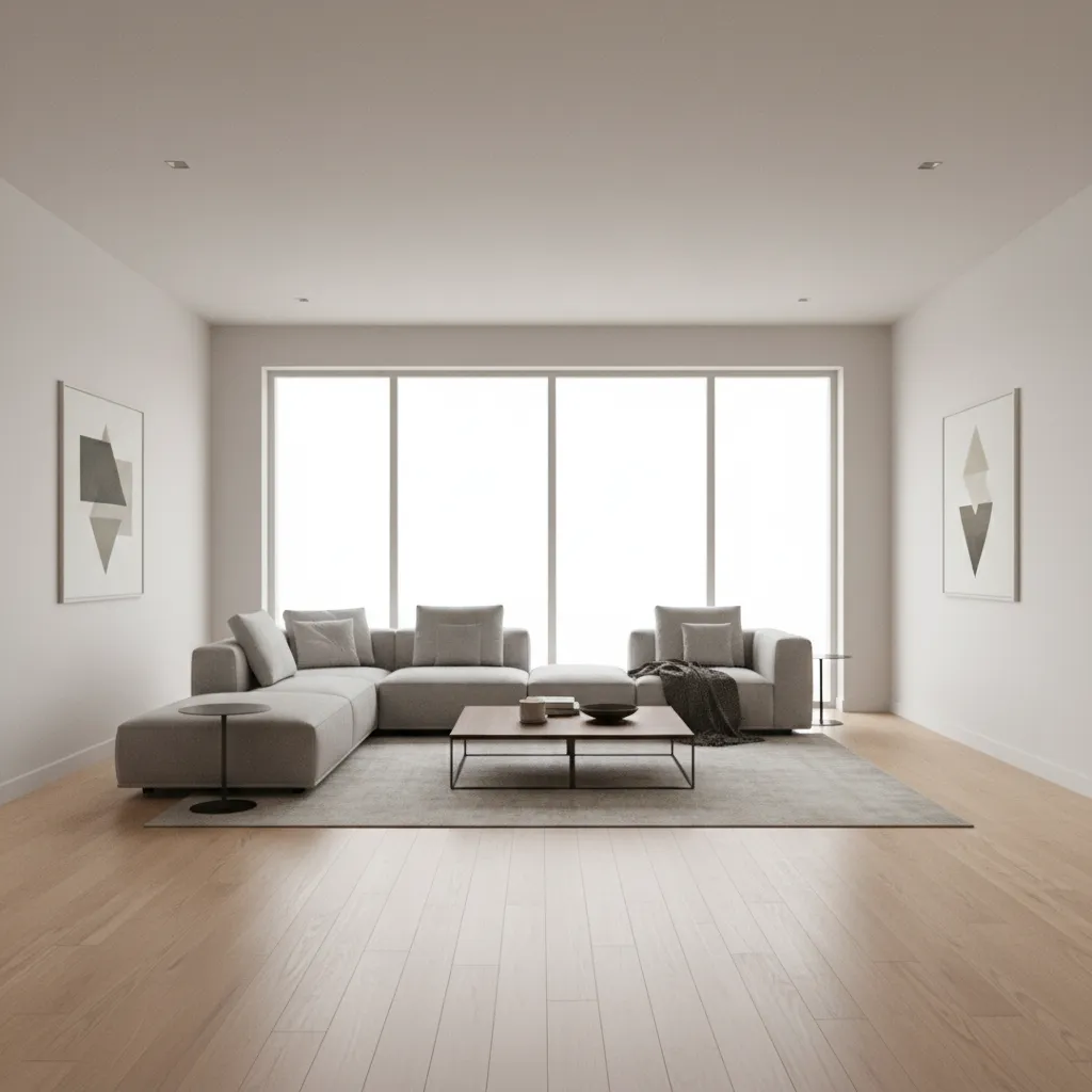 Long rectangular 21 x 12 living room interior showing spatial proportions