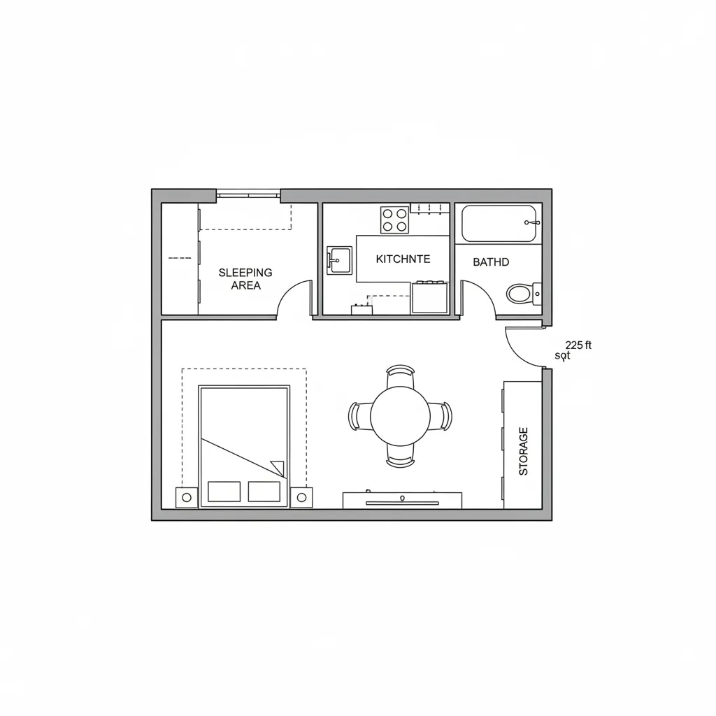 Micro apartment design standards around 200–250 square feet