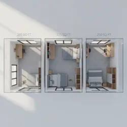 225 Square Feet Room vs 200 and 250 Square Feet Rooms: Size and Usability Comparison