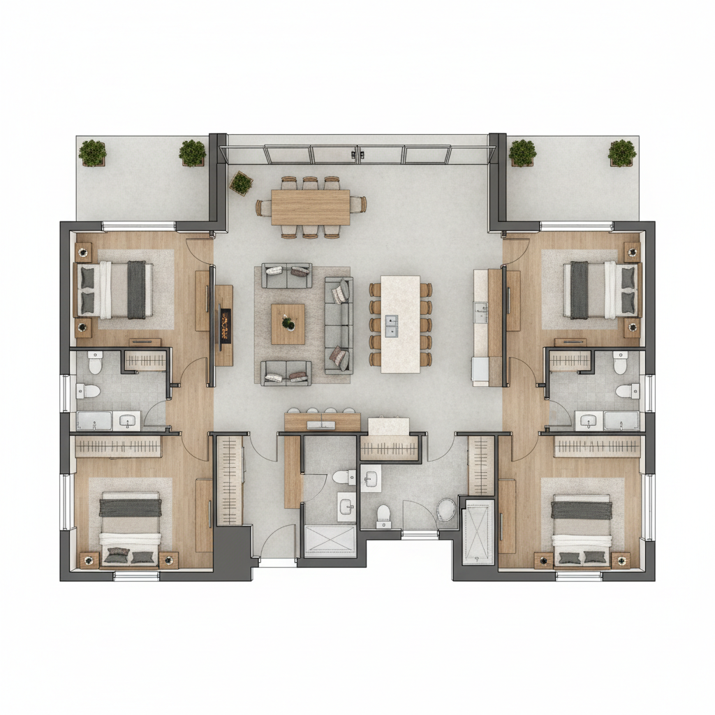 Rectangular House Layput 2400 Sq Ft Rectangular House Plan: Fix Cramped Layout