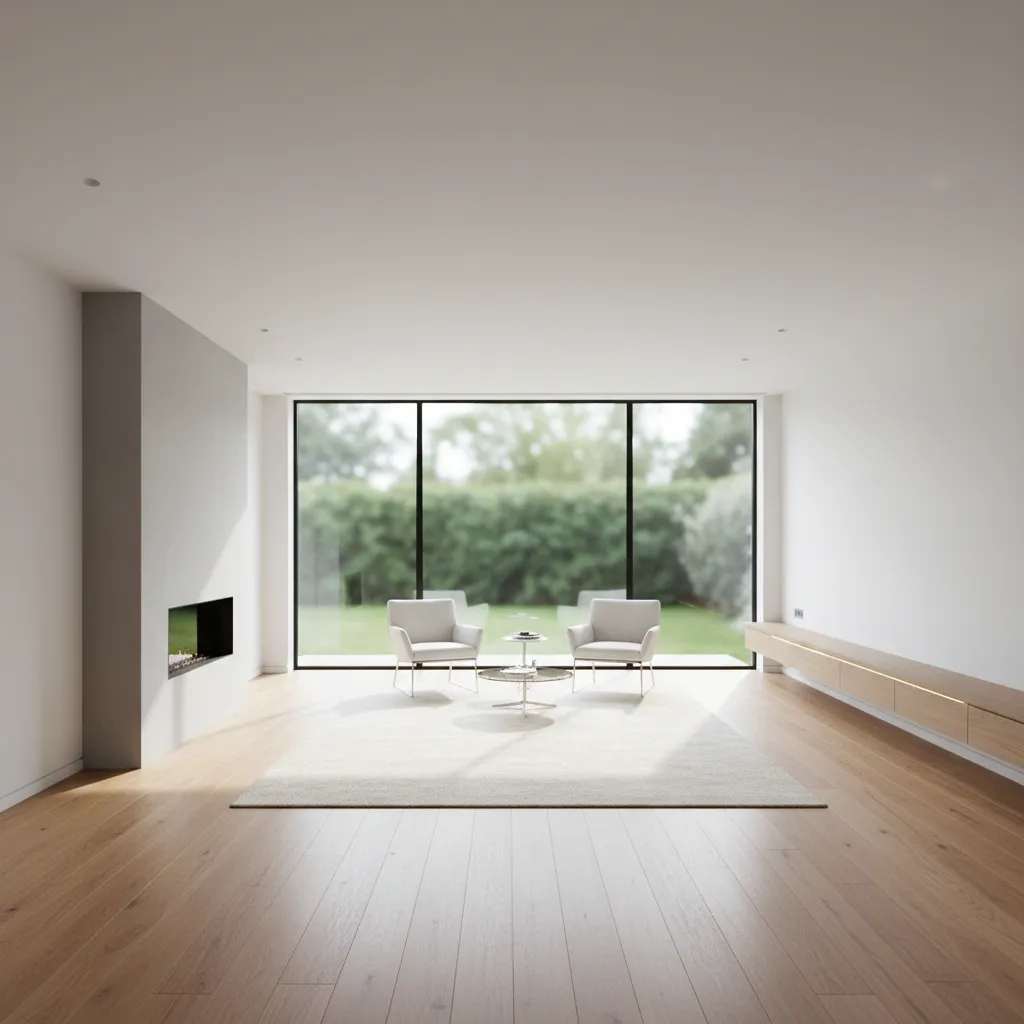 spacious 24 by 17 living room layout showing seating zone planning