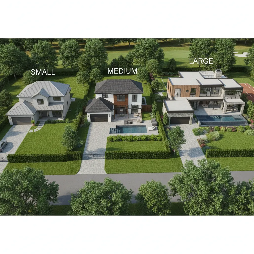 visual comparison of different house sizes showing 2500 3000 and 3500 sq ft scale