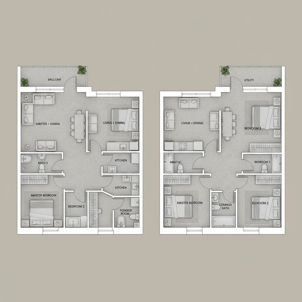 2BHK vs 3BHK in 1000 Sq Ft Apartments in India: Layout and Space Comparison