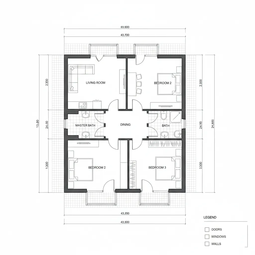 2D floor plan layout with wall measurements and room arrangement