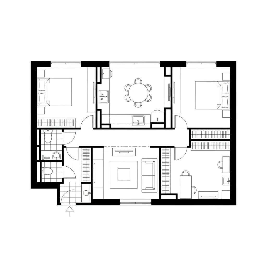 回遊型リビングと二枚扉の2LDK