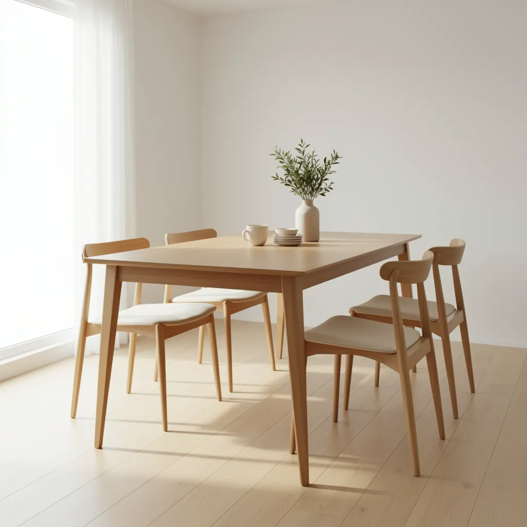 30 x 60 dining table with four chairs in a compact dining room