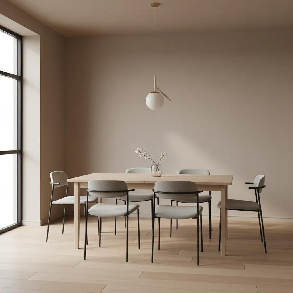 realistic dining room layout with a 30 x 60 dining table and four chairs