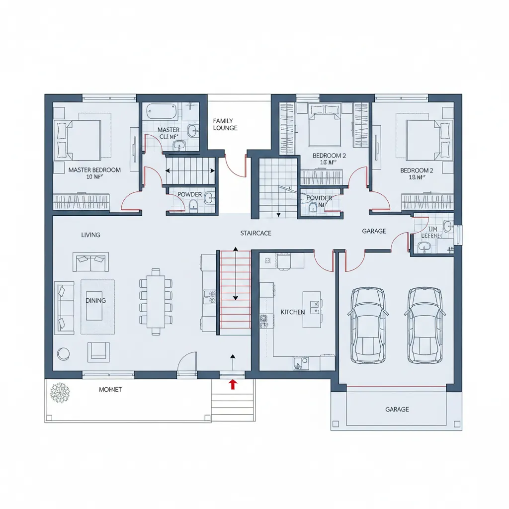 duplex house floor plan design for a 30 x 60 plot showing staircase and two levels