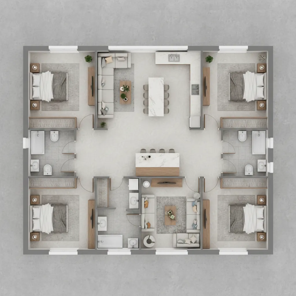 Architectural layout concept for a 30 by 60 residential house plan