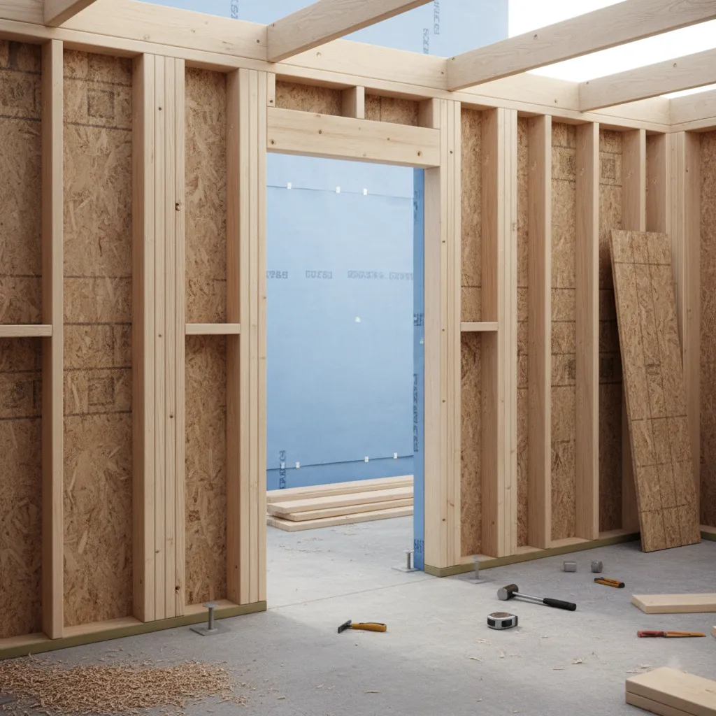 Framed wall rough opening sized for a 32 inch exterior door