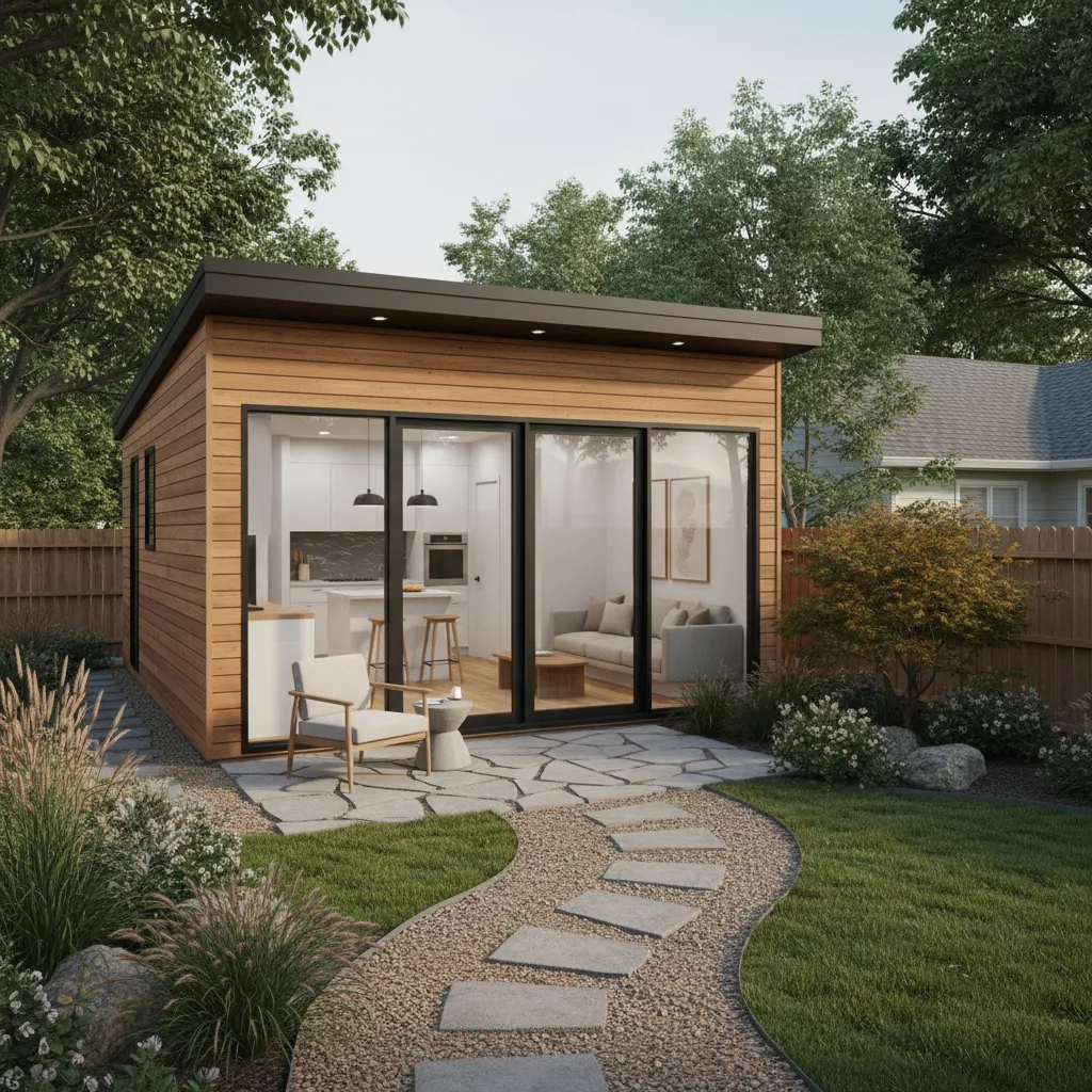 Small backyard ADU home about 330 sq ft with modern design