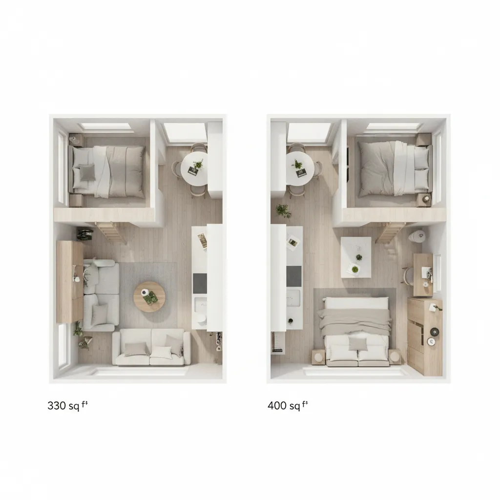 330 Sq Ft House vs 400 Sq Ft Tiny House: Space Efficiency Comparison