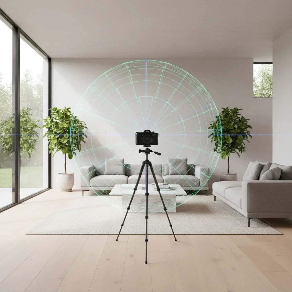 360 camera capturing interior space for automatic floor plan generation