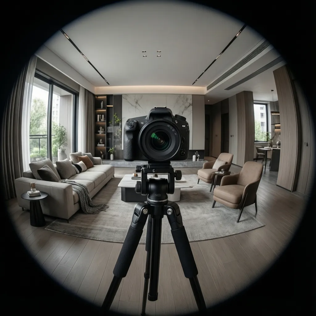 360 camera capturing a residential interior to generate a digital floor plan