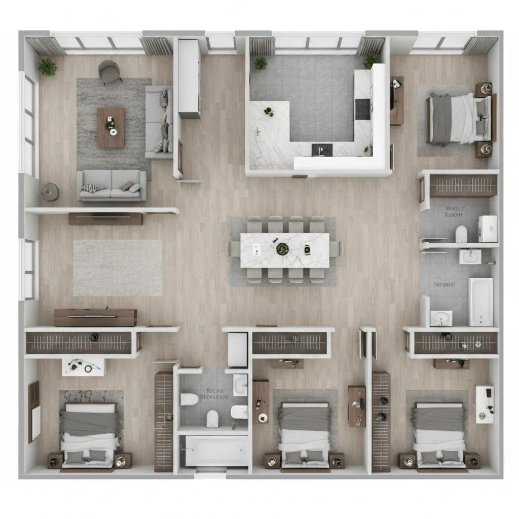 How Real Estate Developers Design 3 BHK Flats With Servant Rooms